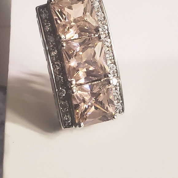 Sterling Silver & Light Pink White CZ Pendant Necklace Excellent Condition - Picture 2 of 5